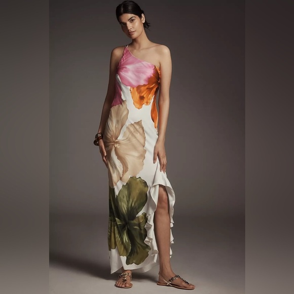 Anthropologie Dresses & Skirts - NWT! Anthropologie One-Shoulder Asymmetric Floral Maxi Dress - Size 2 🪐
